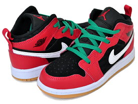 [最短即日発送!! & お得なクーポン!!] 【ナイキ ジョーダン 1 ミッド トドラー SE】NIKE JORDAN 1 MID SE(TD) black/fire red-white-malachite dq8420-006 Christmas キッズ スニーカー AJ1 子供靴 ブラック ファイヤーレッド クリスマス