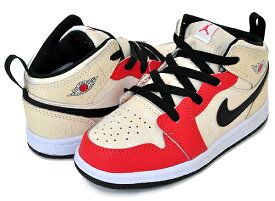 お得な割引クーポン発行中!!【あす楽 対応!!】【ナイキ ジョーダン 1 ミッド トドラー SE】NIKE JORDAN 1 MID SS (TD) DUNK CONTEST muslin/chile red-black-white dv7011-100 ダンクコンテスト AJ1 スニーカースクール キッズ 子供靴