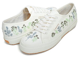 [ �|�C���gUP & �ő�2000�~OFF�N�[�|�� ] �y�X�y���K 2750�zSUPERGA 2750 ORGANIC FLOWERS EMBROIDERY WHITE AVORIO-GREEN-CHOCOLATE s6133dw-a1i ���f�B�[�X �X�j�[�J�[ �I�[�K�j�b�N �t�����[