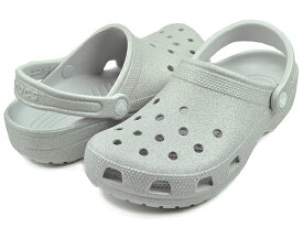 お得な割引クーポン発行中!!【あす楽 対応!!】【クロックス クラシック グリッター クロッグ】crocs CLASSIC GLITTER CLOG SILVER GLITTER 205942-0ic シルバー レディース サンダル ミュール