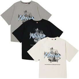 [最短即日発送!! & お得なクーポン!!] 【ナンガ エコハイブリッド エコーティー】NANGA ECO HYBRID echo TEE nw2411-1g810-c ビックシルエット ユニセックス スカイブルーナンガロゴ ラグランスリーブ