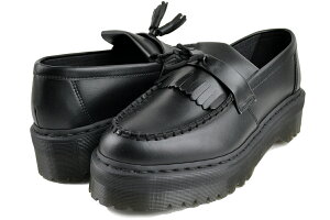 お得な割引クーポン発行中!!【ドクターマーチン ヴィーガン エイドリアン クワッド モノ】Dr.Martens V ADRIAN QUAD MONO BLACK 30648001 FELIX RUB OFF タッセル ローファー オールブラック 厚底 スリッポン
