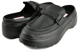 n^[ EBY GNXv[[ tbgtH[ [t@[ ~[ ubN HUNTER WOMENS EXPLORER FLATFORM LOAFER MULE BLACK wff3103lea-blk