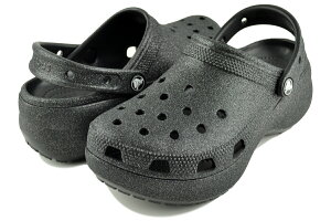 [ 15܂ł̒ōŒZ!! ] NbNX NVbN vbgtH[ Ob^[ NbO EBY ubN crocs CLASSIC PLATFORM GLITTER CLOG W BLACK 207241-001
