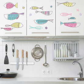ウォールステッカー 魚 さかな MU3 日本製 フィッシュ アクア 海 シール 壁紙 風呂 ドア トイレ 北欧