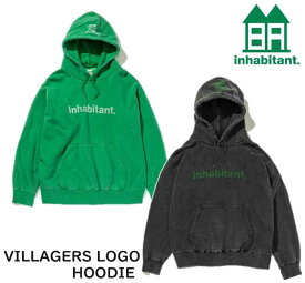 【 inhabitant / インハビタント 】 (2023 AUTUMN&WINTER) VILLAGERS LOGO HOODIE ロゴ フーディー パーカー プルオーバー スウェット スエット トップス プリント ビンテージ加工 アウター インハビ スノーボード ism23kt10