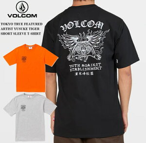 �yVOLCOM �{���R���z ���������K�i�� TOKYO TRUE FEATURED ARTIST YUSUKE TIGER SHORT SLEEVE T-SHIRT TEE ���� T�V���c �e�B�[�V���c �����Y �j���p ���H���R�� �A�W�A���t�B�b�g Yusuke Hamamoto BLACK ORANGE CEMENT GREY �u