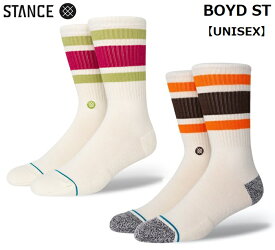 【STANCE/スタンス】 ◆国内正規品◆ BOYD ST メンズ 男性 レディース 女性 靴下 カジュアル クルーソックス ソックス ライフスタイル ストリート S 22.0-24.5cm M 24.0-26.0cm L 25.5-29.0cm MAGENTA マゼンタ OFF WHITE オフ ホワイト A556A20BOS