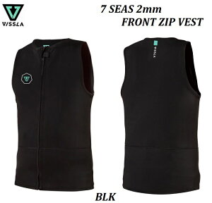 【 日本正規品 】【 メンズ 】2023 VISSLA WETSUITS 7 Seas Wetsuit 2/2 FRONT ZIP VEST 2mm × 2mm BLK BLACK ブラック セブンシーズ ジャージ フロントジップ ベスト ヴィスラ ビスラ ウェットスーツ SUITS 大人 男