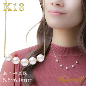 【今だけ独自イベント"真珠の恩返し"】【16日(土)23時59分マデ！】 パール ステーションネックレス k18 パールネックレス 18k 18金 ロングネックレス カジュアル レディース 入学式 ギフト シンプル フォーマル アクセサリー アジャスター 結婚式 華奢