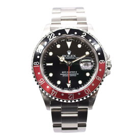 ロレックス GMTマスター II 16710 U番 赤黒ベゼル ファットレディ ルミノバ ブラック文字盤 デイト メンズ ユニセックス　Rolex GMT-Master II 【中古】【送料無料】【腕時計】