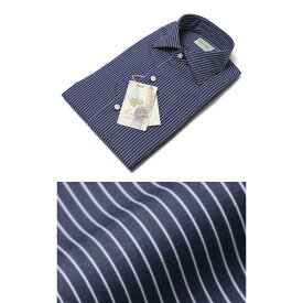 フィナモレ / Finamore / ルイージ / LUIGI / セミワイドカラー シャツ / コットン ストライプ柄 / NEW VINTAGE JAMES 【ネイビー】【SALE30】