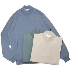 ラルディーニ / LARDINI / モックネックニット / 長袖 / ハイゲージ メリノウール / MML435-CN64021 【グレージュ/スモークミント/ブルーグレー】