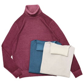 クルチアーニ / Cruciani / タートルネック ニット / 製品染め ウール ゲージ切り替え / JU4202 【アイスグレー / ブルー / ベリー】