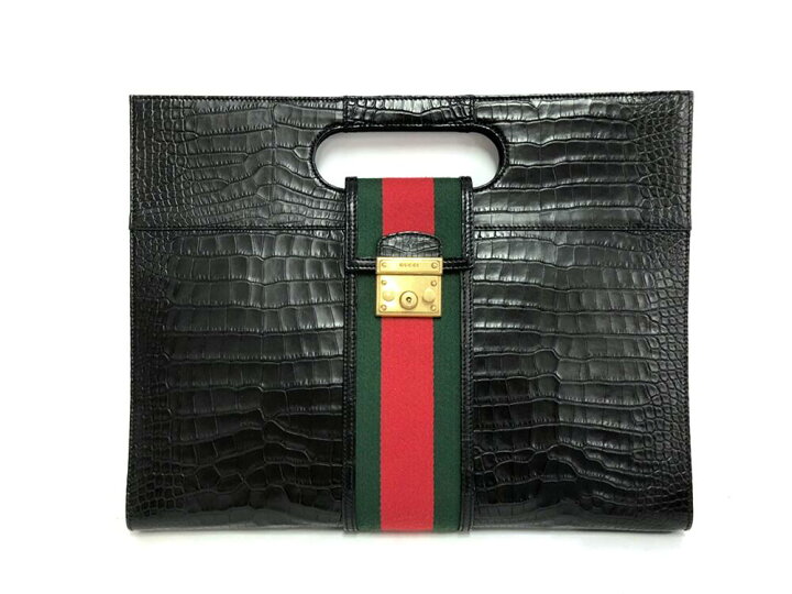 楽天市場】GUCCI グッチ リアルクロコハンドバッグ 459205 ブラック 