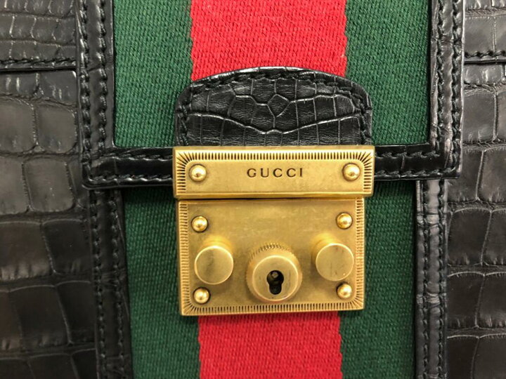 楽天市場】GUCCI グッチ リアルクロコハンドバッグ 459205 ブラック 