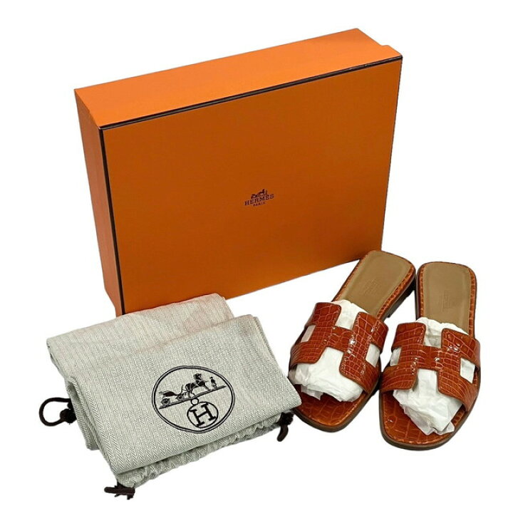楽天市場】HERMES エルメス サンダル オラン オレンジ クロコダイル 35 