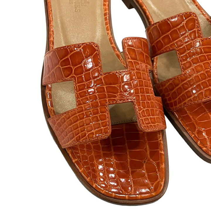 楽天市場】HERMES エルメス サンダル オラン オレンジ クロコダイル 35 