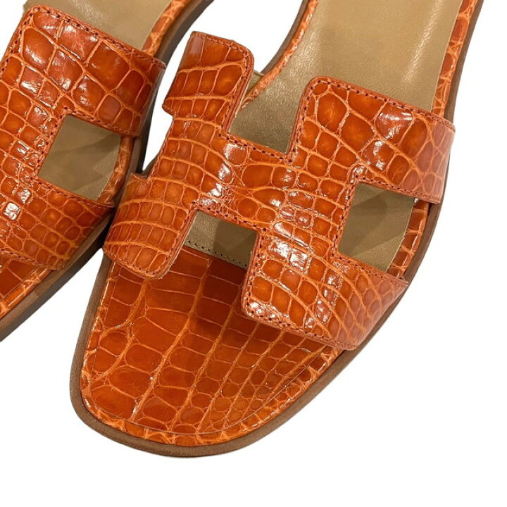 HERMES サンダルクロコダイル - サンダル