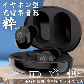 集音器 耳穴式 両耳対応 USB充電 ワイヤレス イヤホン 小型 軽量 ケース付き ケーブル付き みみあな 集音機 助聴器 遠聴器 会話 テレビ 簡単 プレゼント ブラック 黒色 両親 祖母 祖父 贈り物 ギフト 快適 音量調整機能 勤労感謝 敬老の日