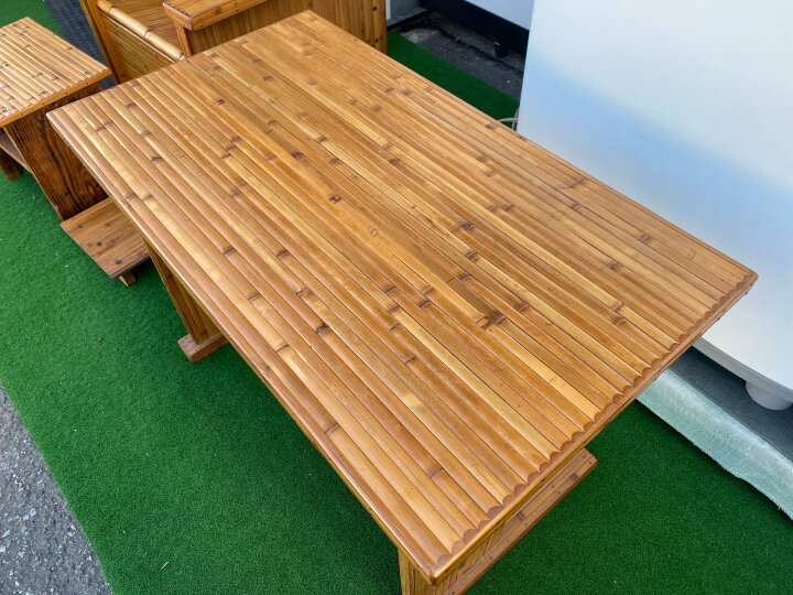 楽天市場】【中古品】梅里竹芸 竹製 家具 健康テーブル 健康イス 4点 