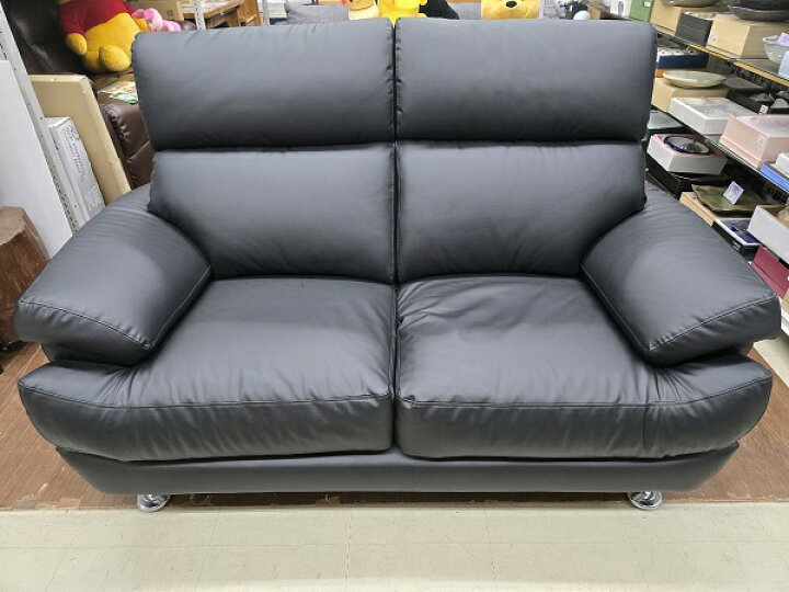 楽天市場】【中古品】 ソファー 2人掛け 合皮 黒 ブラック ○YR-17556 