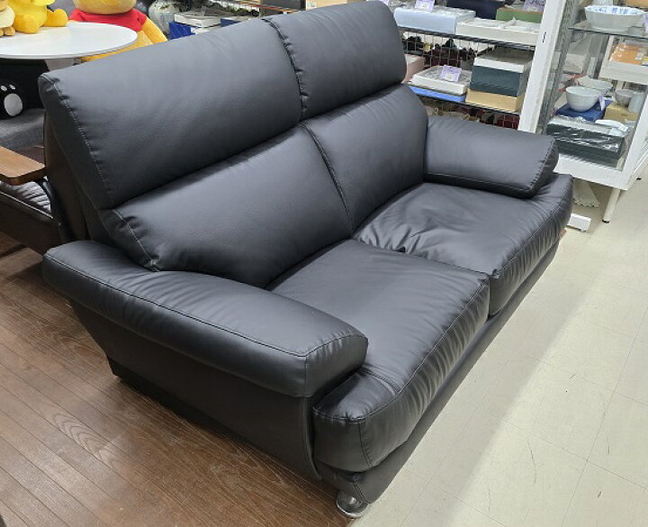 楽天市場】【中古品】 ソファー 2人掛け 合皮 黒 ブラック ○YR-17556 