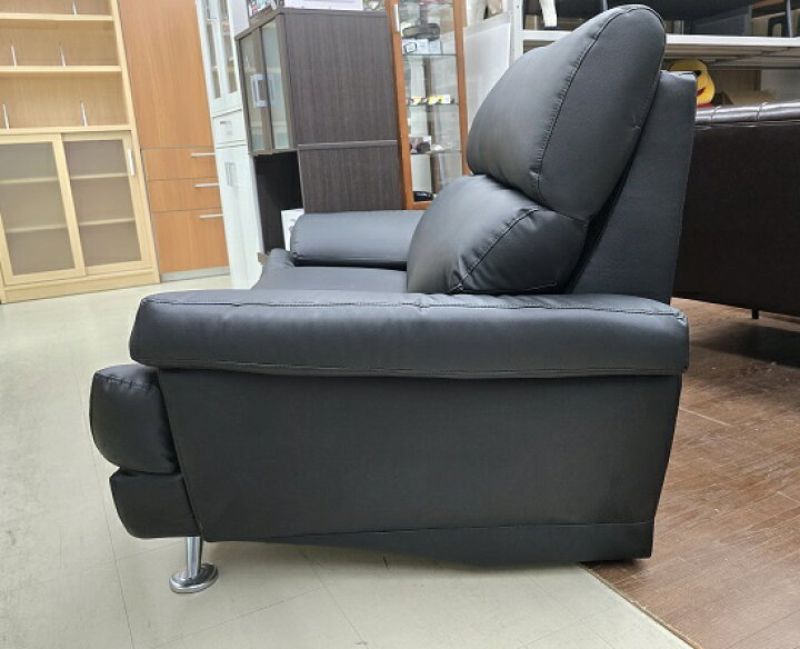 楽天市場】【中古品】 ソファー 2人掛け 合皮 黒 ブラック ○YR-17556 