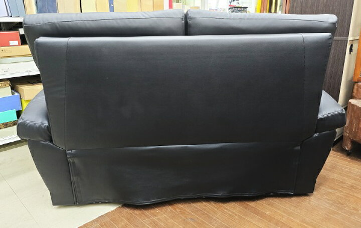 楽天市場】【中古品】 ソファー 2人掛け 合皮 黒 ブラック ○YR-17556 