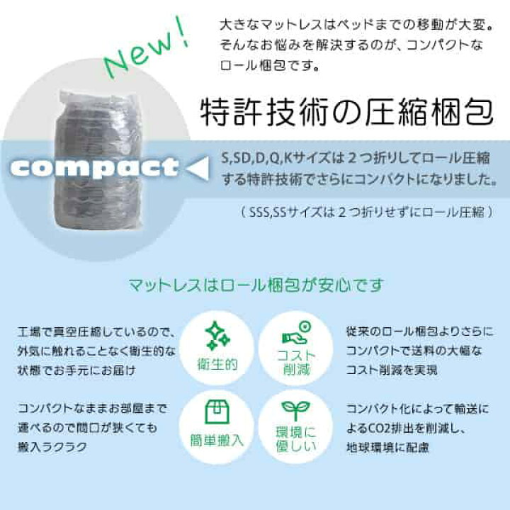 楽天市場】特許技術の圧縮梱包 ポケットコイルマットレス(クイーン  