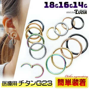 数量限定送料無料 本日P2倍 最高グレード 調整済 付けやすい 18G 16G 14G 純チタン ボディピアス フープ ピアス カラー クリッカーセグメント リング 金属アレルギー対応 医療チタン G23 つけっ