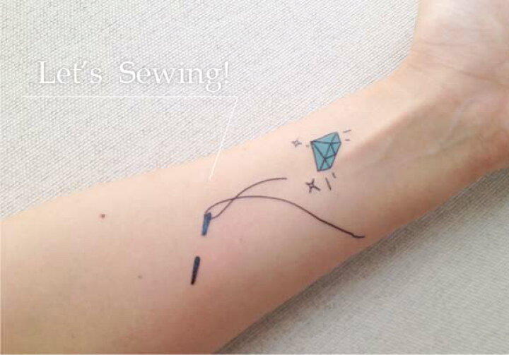 楽天市場 23 59迄10 クーポン 即日出荷 タトゥーシール 縫い針とダイヤ 手書き風 フェイクタトゥー タトゥーステッカー ハロウィン フェイクアート セレクトショップルチア