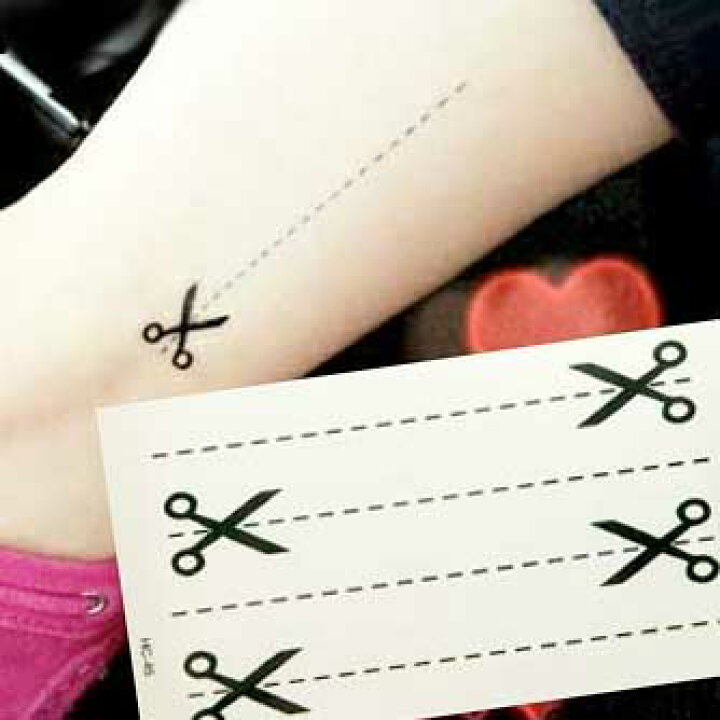 楽天市場 土曜もok 即日出荷 タトゥーシール キリトリ線 ハサミ フェイクタトゥー タトゥーステッカー ハロウィン フェイクアート セレクトショップルチア