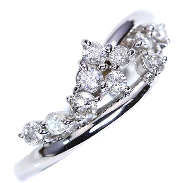 ダイヤモンド 0.40カラット リング 指輪 18金ホワイトゴールド K18WG シンプルさの中に輝くダイヤ  白・透明(ホワイト)  届5 送料無料 1点もの
