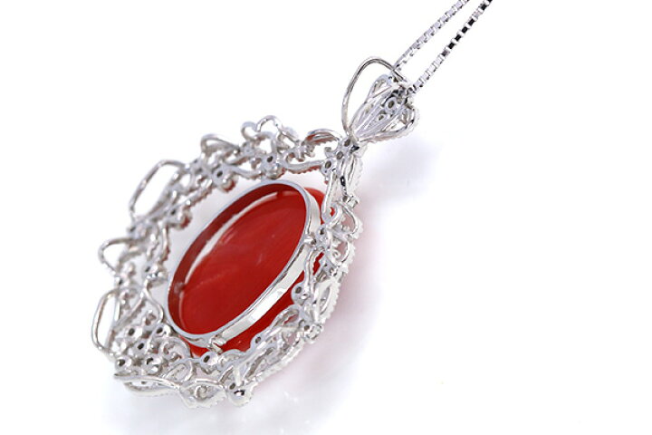 楽天市場】血赤色 サンゴ 6.250カラット 珊瑚 ネックレス 18金ホワイト  