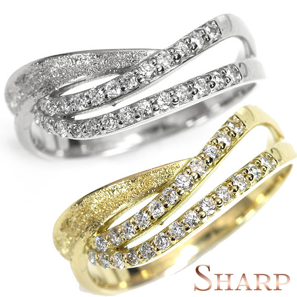 sharp シャープデザイン ダイヤモンド 0.18カラット リング 指輪 K18 PG WG PT 受注生産品・新品 届30 