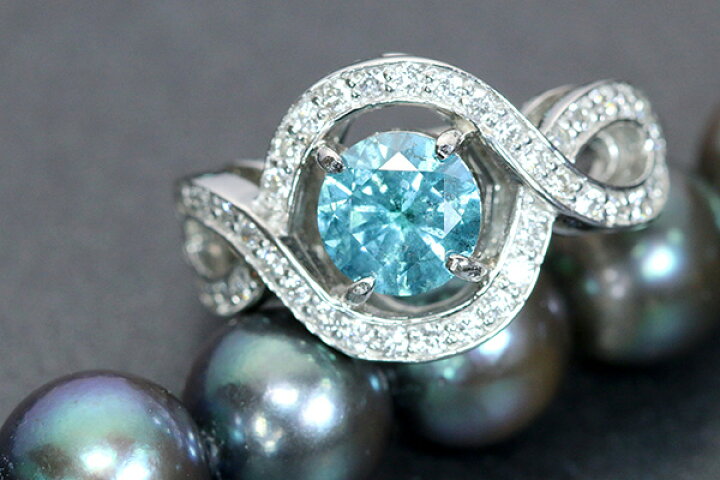 楽天市場】大粒 ブルーダイヤモンド（トリーテッド） 1.11ct リング  