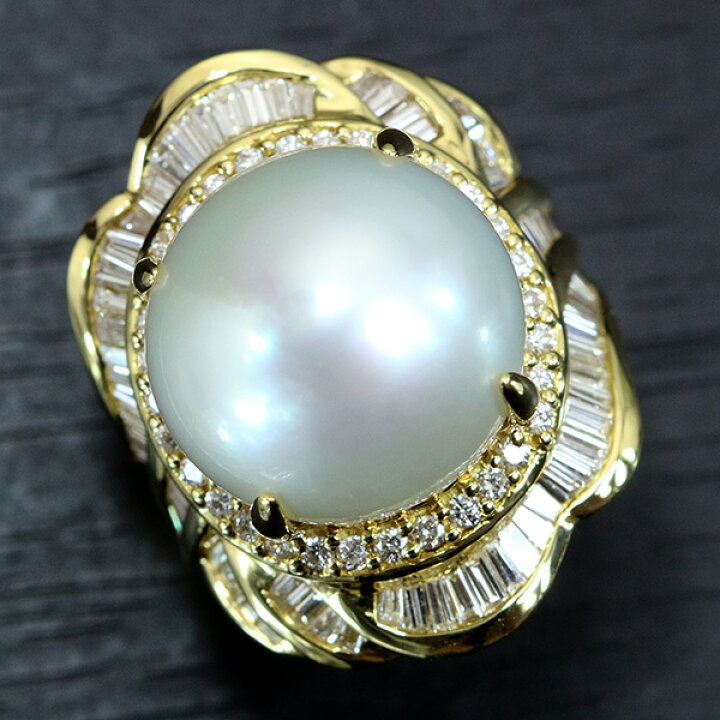 楽天市場】白蝶真珠/パール リング/指輪 16.6mm 18金イエローゴールド 