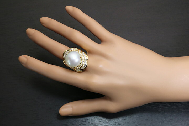 楽天市場】白蝶真珠/パール リング/指輪 16.6mm 18金イエローゴールド 