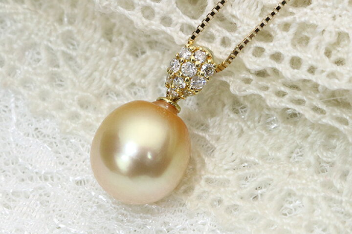 楽天市場】ゴールデンパール/白蝶真珠 ネックレス 10-11ミリ位 18金  