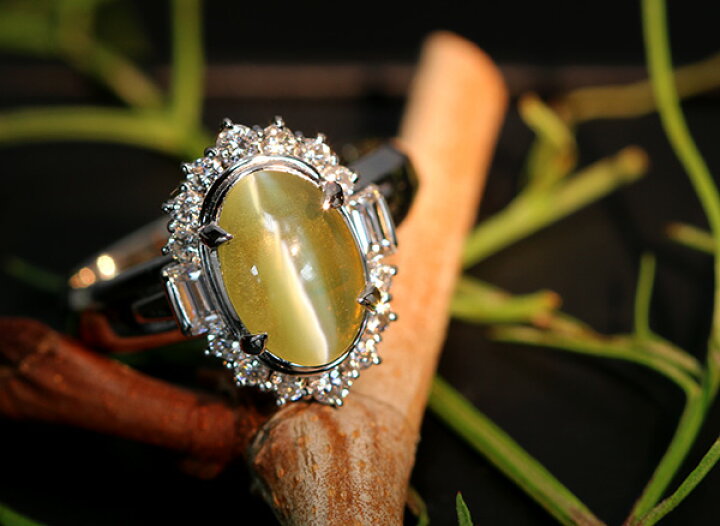 楽天市場】クリソベリルキャッツアイ リング/指輪 2.40カラット  