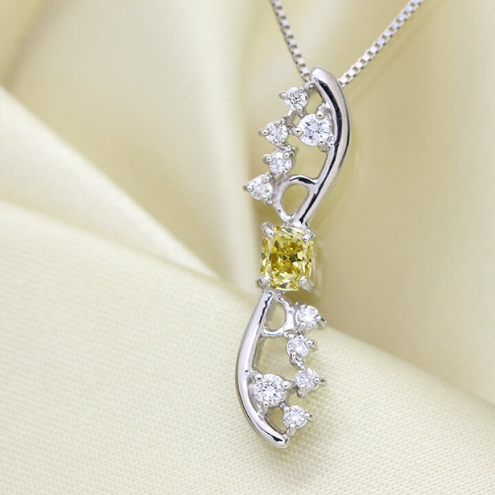 楽天市場】イエロー ダイヤモンド ネックレス 0.286カラット プラチナ  