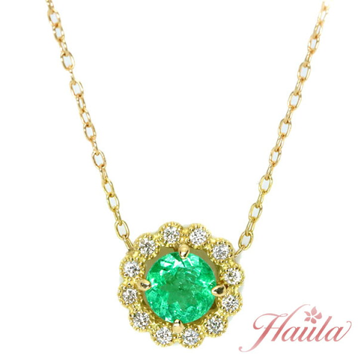 楽天市場】エメラルド ネックレス 0.30カラット前後 18金イエロー  