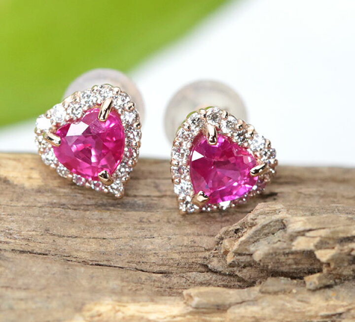 楽天市場】ルビー ピアス 0.918カラット 18金ピンクゴールド K18PG  