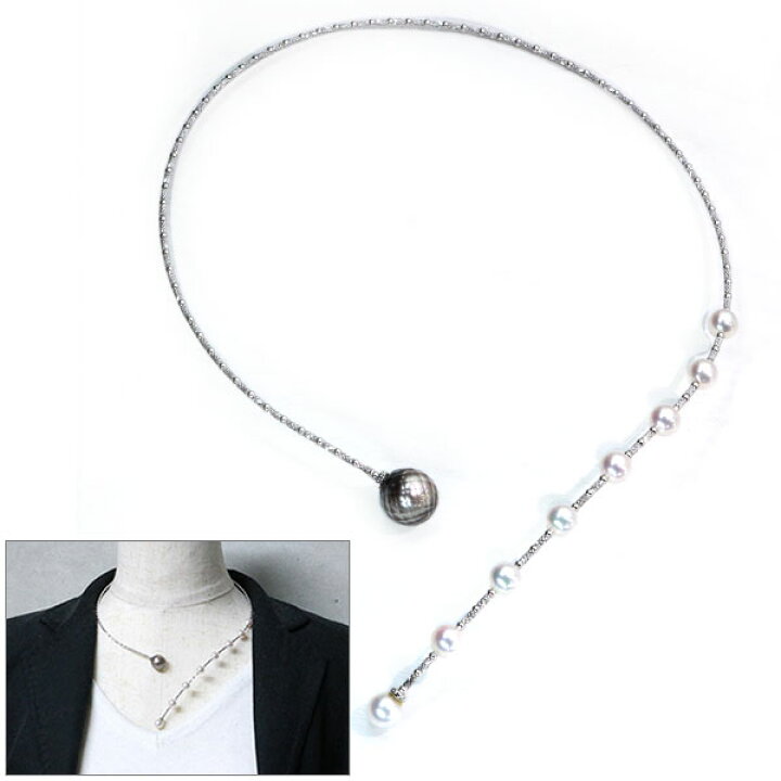 楽天市場】黒蝶真珠/パール ネックレス 12ミリ位 18金ホワイトゴールド  