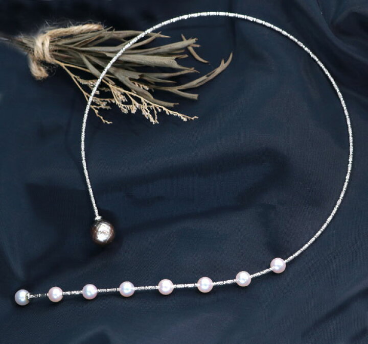 楽天市場】黒蝶真珠/パール ネックレス 12ミリ位 18金ホワイトゴールド  