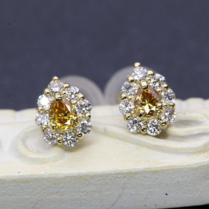 楽天市場】イエローダイヤモンド ピアス 0.160カラット 18金イエロー  