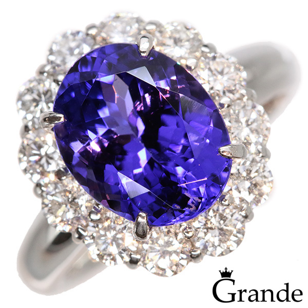 定価定価タンザナイト リング 指輪 4.330カラット プラチナ900 PT900 トップクラスの青紫 肉厚 一生もの 紫(パープル)  セレクトジュエリー・新品 届10 1点もの 指輪・リング