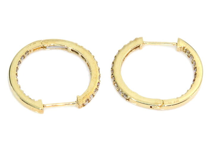 楽天市場】ダイヤモンド フープピアス 0.50カラット 18金イエロー 