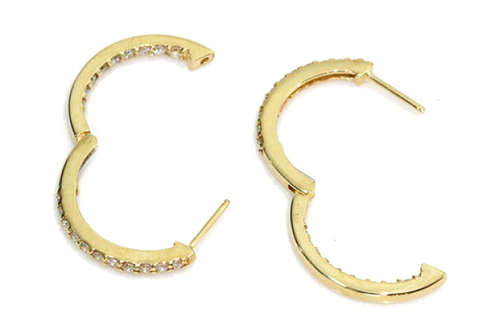 楽天市場】ダイヤモンド フープピアス 0.50カラット 18金イエロー 